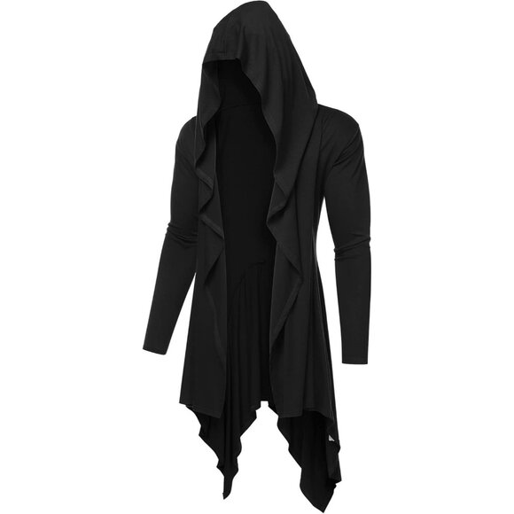 Women's Cardigan Ruffle Shawl Collar Open Front Drape Cape Overcoat with Pockets - Picture 1 of 5